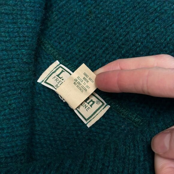 Vintage LL Bean Mens Wool Shawl Collar Sweater Size Large Pullover Fisherman USA - Picture 5 of 10